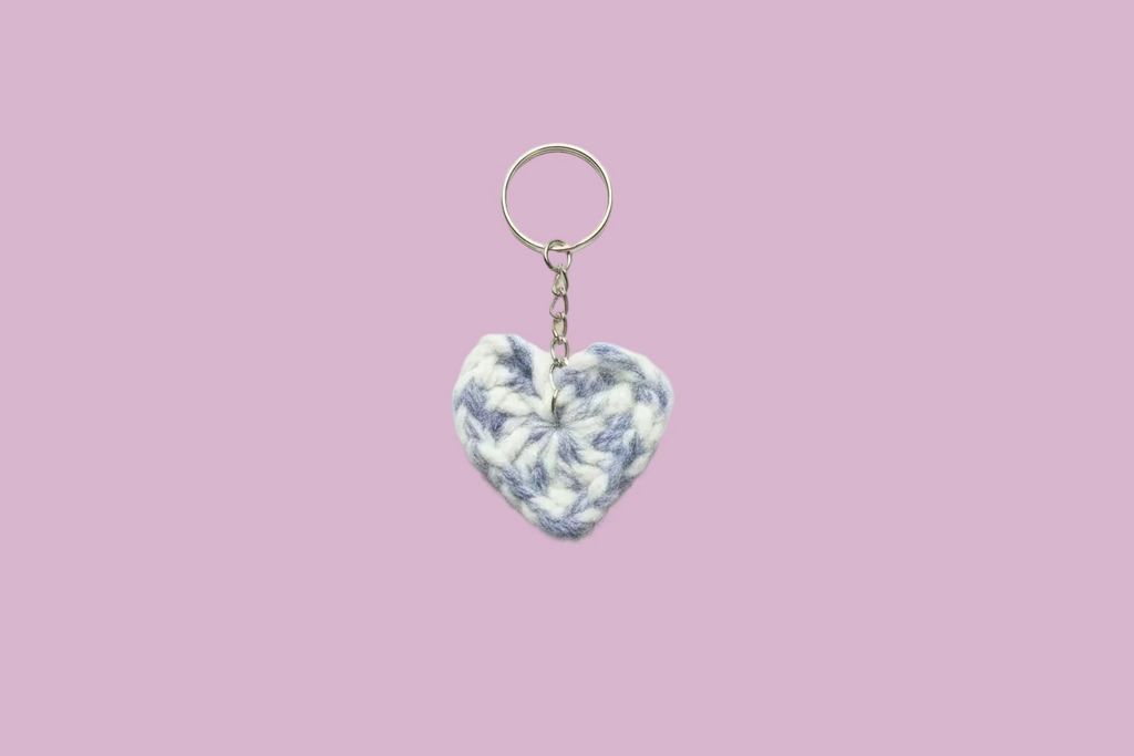 Medium Crochet Heart Keychain
