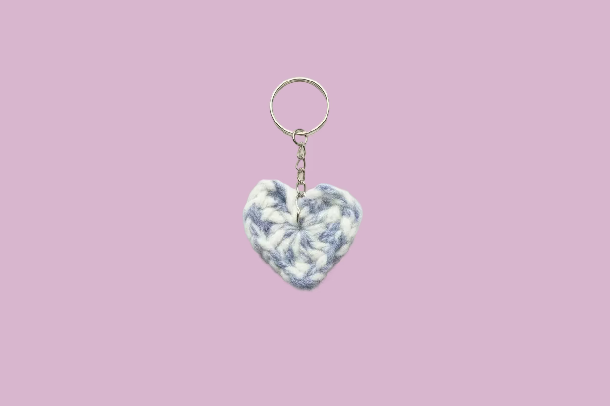 Medium Crochet Heart Keychain