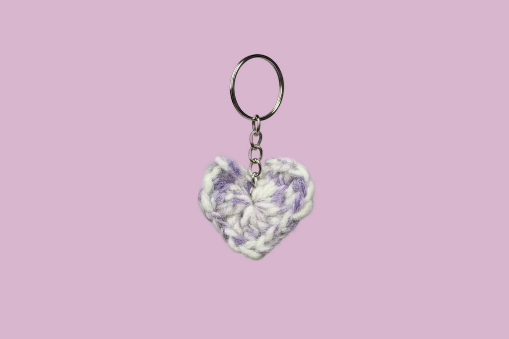 Medium Crochet Heart Keychain