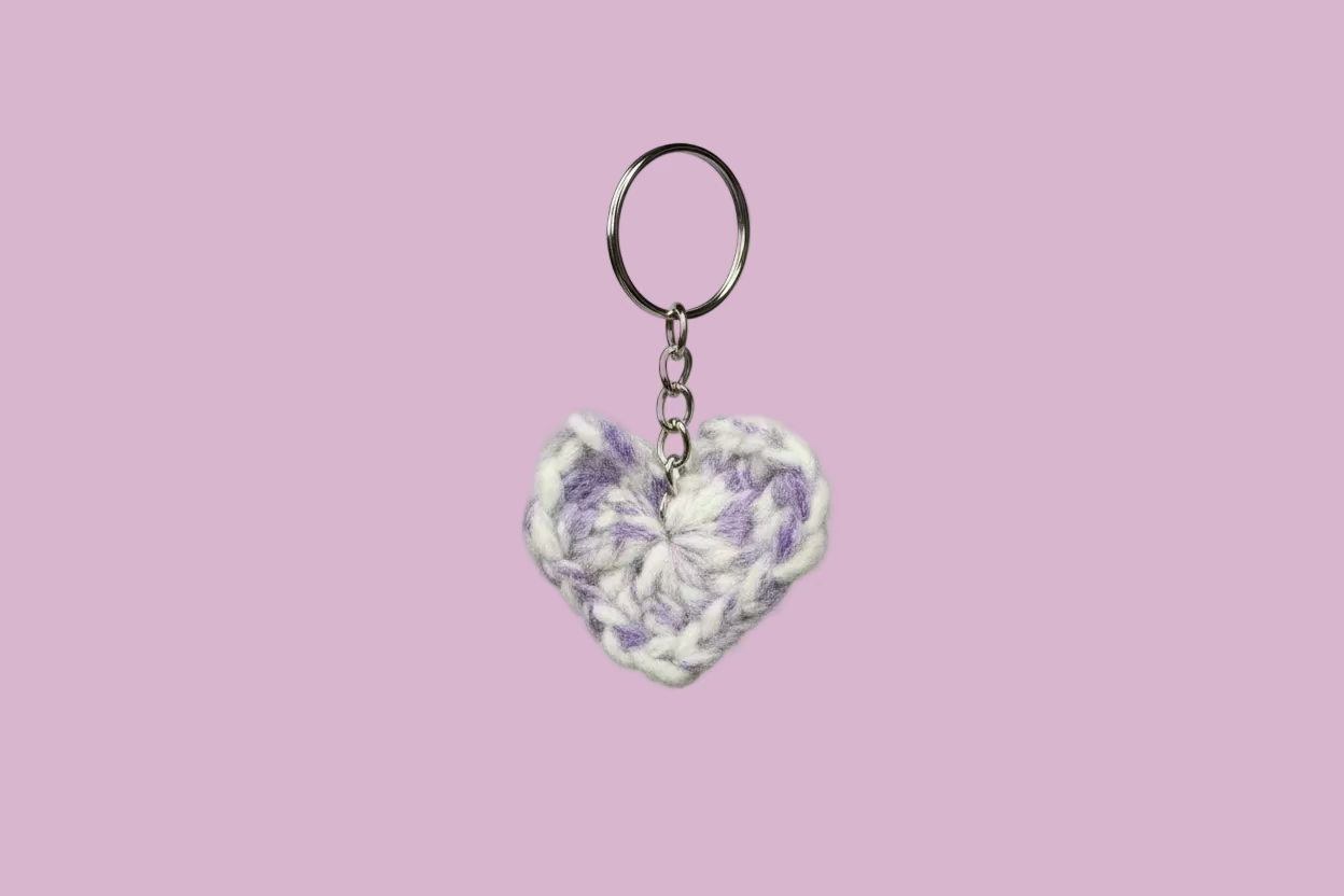 Medium Crochet Heart Keychain