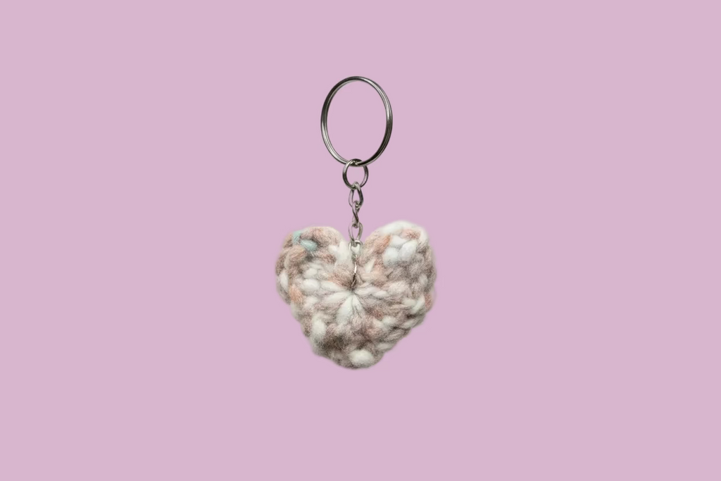 Medium Crochet Heart Keychain