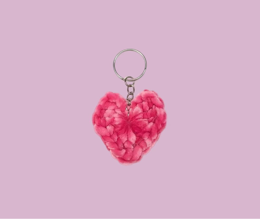 Large Crochet Heart Keychain